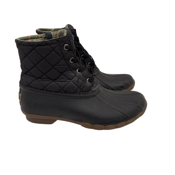 Sperry Shoes Saltwater Quilted Duck Boot Black Boots Size Women's 6.5 - Picture 1 of 5